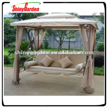 Deluxe outdoor garden steel metal swing chair bed with gazebo